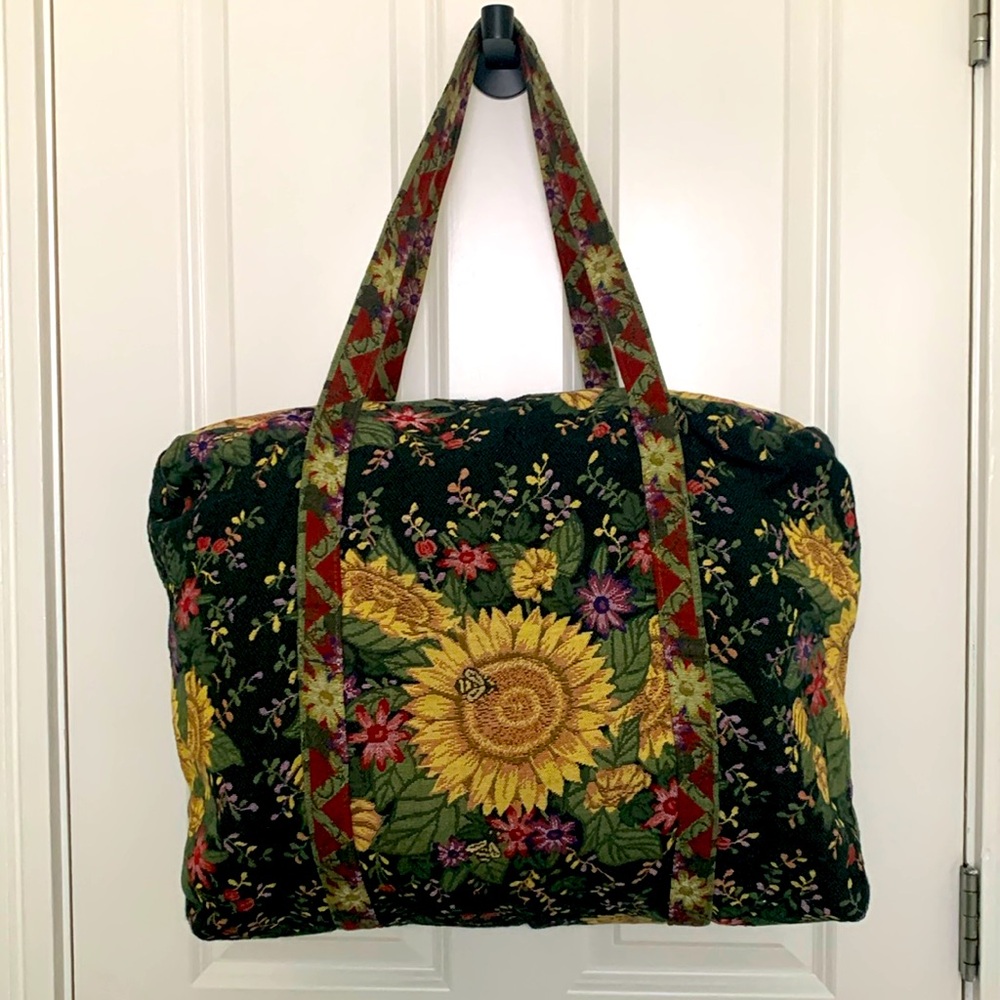 Tote, Sunflower Garden design, fully lined.  Medium size